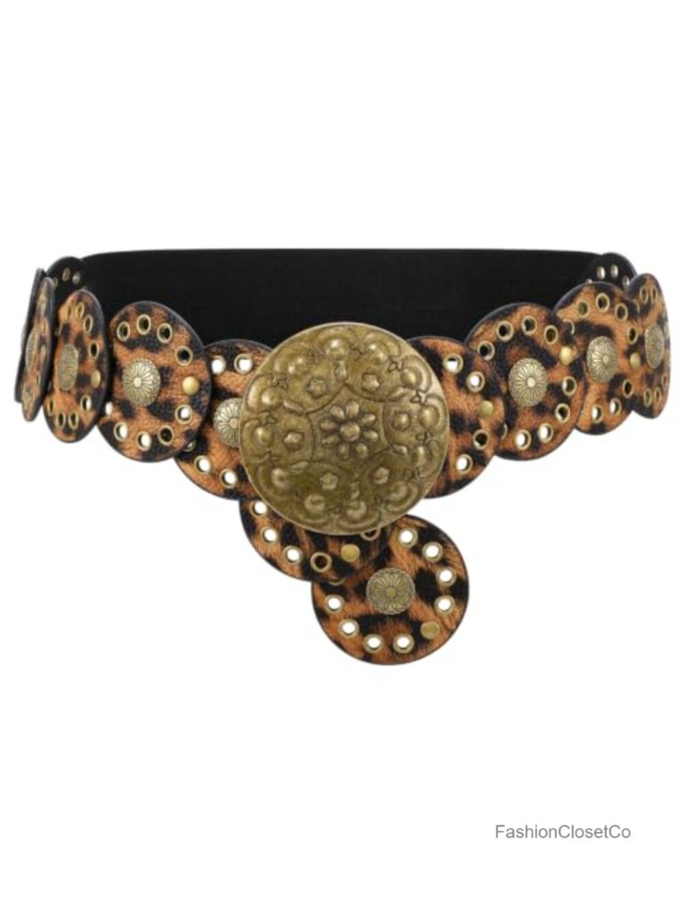 Faux Leather Western Belt Concho Disc Wide Boho Cowgirl Waist